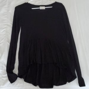 Black long sleeve peplum top